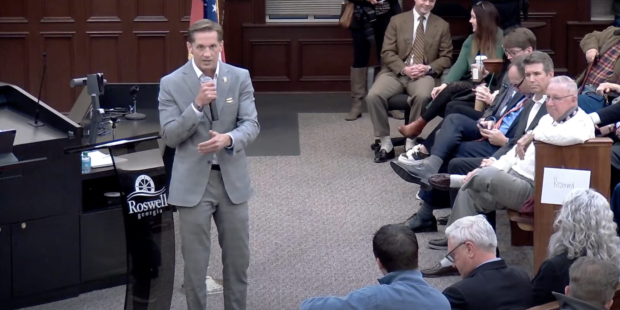 Georgia Congressman Rich McCormick returned to his home district Thursday night, greeted by a packed and hostile crowd at Roswell City Hall.